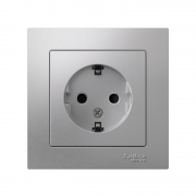 Розетка 1-м СП AtlasDesign 16А IP20 с заземл. защ. шторки в сборе алюм. SchE ATN000344 ATN000344