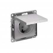 Механизм розетки 1-м СП AtlasDesign 16А IP20 с заземл. защ. шторки с крышкой алюм. SchE ATN000346 ATN000346