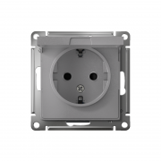 Механизм розетки 1-м СП AtlasDesign 16А IP20 с заземл. защ. шторки с крышкой алюм. SchE ATN000346 ATN000346