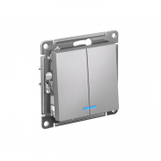 Механизм выключателя 2-кл. СП Atlas Design 10А IP20 (сх. 5а) 10AX с подсветкой алюм. SchE ATN000353 ATN000353