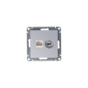Розетка компьютерная + телевизионная 2-м AtlasDesign RJ45 кат.5E + TV механизм алюм. SE ATN000389 ATN000389