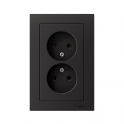 Розетка 2-м Atlas Design без заземл. 16А в сборе карбон SchE ATN001020 ATN001020