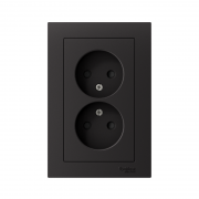 Розетка 2-м СП AtlasDesign 16А IP20 без заземл. защ. шторки в сборе карбон SchE ATN001022 ATN001022