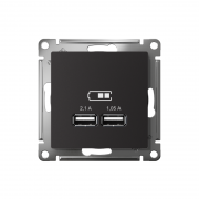 Механизм розетки USB Atlas Design 5В 1порт х 2.1А 2порта х 1.05А карбон SchE ATN001033 ATN001033