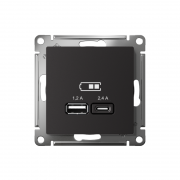 Розетка USB AtlasDesign тип A+C 5В/2.4А 2х5В/1.2А механизм карбон SE ATN001039 ATN001039