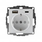 Розетка AtlasDesign 16А с 2-мя заряд. устройствами USB тип A+C 5В/2.4А 2х5В/1.2А механизм бел. SchE ATN000132 ATN000132