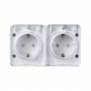 Розетка 2-м ОП AtlasDesign Profi54 16А IP54 250В с заземл. защ. шторки бел. SE ATN540126 ATN540126