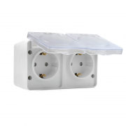 Розетка 2-м ОП AtlasDesign Profi54 16А IP54 250В с заземл. защ. шторки бел. SE ATN540126 ATN540126