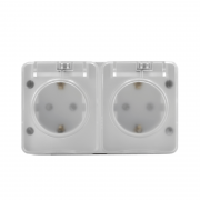 Розетка 2-м ОП AtlasDesign Profi54 16А IP54 250В с заземл. защ. шторки бел. SE ATN540126 ATN540126