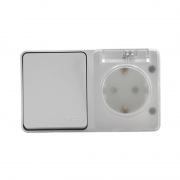 Блок ОП AtlasDesign Profi54 (розетка 16А 250В с заземл. защ. шторки + 1-кл. выкл. 10А) IP54 бел. SE ATN540170 ATN540170