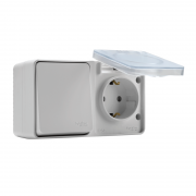 Блок ОП AtlasDesign Profi54 (розетка 16А 250В с заземл. защ. шторки + 1-кл. выкл. 10А) IP54 бел. SE ATN540170 ATN540170