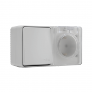 Блок ОП AtlasDesign Profi54 (розетка 16А 250В с заземл. защ. шторки + 1-кл. выкл. 10А) IP54 бел. SE ATN540170 ATN540170