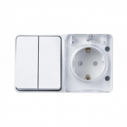 Блок ОП AtlasDesign Profi54 (розетка 16А 250В с заземл. защ. шторки + 2-кл. выкл. 10А) IP54 бел. SE ATN540174 ATN540174