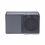 Блок ОП AtlasDesign Profi54 (розетка 16А 250В с заземл. защ. шторки + 1-кл. выкл. 10А) IP54 антрацит SE ATN544070 ATN544070