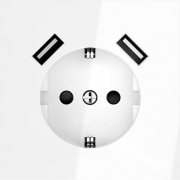 Розетка 1-м СП S70 16А с USB A+A с заземл. защ. шторки механизм бел. глянцевый Voltum VLS040401 VLS040401