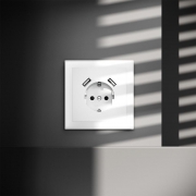 Розетка 1-м СП S70 16А с USB A+A с заземл. защ. шторки механизм бел. матов. Voltum VLS040402 VLS040402