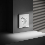 Розетка 1-м СП S70 16А с USB A+A с заземл. защ. шторки механизм бел. матов. Voltum VLS040402 VLS040402