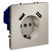 Розетка 1-м СП S70 16А с USB A+A с заземл. защ. шторки механизм кашемир Voltum VLS040403 VLS040403
