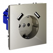 Розетка 1-м СП S70 16А с USB A+A с заземл. защ. шторки механизм шелк Voltum VLS040404 VLS040404