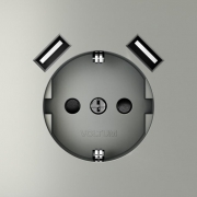 Розетка 1-м СП S70 16А с USB A+A с заземл. защ. шторки механизм сталь Voltum VLS040405 VLS040405