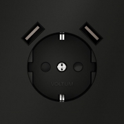 Розетка 1-м СП S70 16А с USB A+A с заземл. защ. шторки механизм черн. матов. Voltum VLS040408 VLS040408