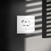 Розетка 1-м СП S70 16А с USB тип A+С механизм с заземл. защ. шторки бел. глянцевый Voltum VLS040501 VLS040501