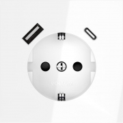 Розетка 1-м СП S70 16А с USB тип A+С механизм с заземл. защ. шторки бел. глянцевый Voltum VLS040501 VLS040501