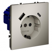 Розетка 1-м СП S70 16А с USB A+С с заземл. защ. шторки механизм кашемир Voltum VLS040503 VLS040503