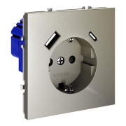 Розетка 1-м СП S70 16А с USB A+С с заземл. защ. шторки механизм шелк Voltum VLS040504 VLS040504