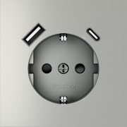 Розетка 1-м СП S70 16А с USB A+С с заземл. защ. шторки механизм сталь Voltum VLS040505 VLS040505