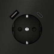 Розетка 1-м СП S70 16А с USB A+С с заземл. защ. шторки механизм черн. матов. Voltum VLS040508 VLS040508