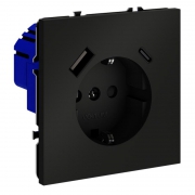 Розетка 1-м СП S70 16А с USB A+С с заземл. защ. шторки механизм черн. матов. Voltum VLS040508 VLS040508