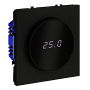 Терморегулятор электронный S70 с индикацией и датчиком для теплого пола механизм черн. матов. Voltum VLS070108 VLS070108
