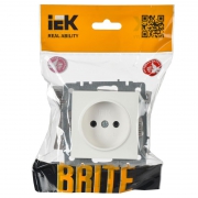 Розетка BRITE РС10-1-0-БрБ 10А без заземл. без защ. шторок бел. IEK BR-R10-10-K01 BR-R10-10-K01