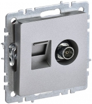 Розетка компьютерная + телевизионная 2-м Brite РТВ/РК12-БрА RJ45 кат.5E + TV алюм. IEK BR-AK20-1-K47 BR-AK20-1-K47