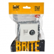 Розетка компьютерная + телевизионная 2-м Brite РТВ/РК12-БрБ RJ45 кат.5E + TV бел. IEK BR-AK20-1-K01 BR-AK20-1-K01