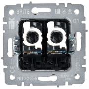 Розетка компьютерная двойная СП RJ45 кат.5E BRITE РК10-2-БрБ бел. IEK BR-K20-1-K01 BR-K20-1-K01