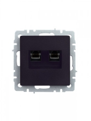 Розетка компьютерная двойная СП RJ45 кат.5E BRITE РК10-2-БрЧ черн. IEK BR-K20-1-K02 BR-K20-1-K02