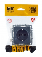 Розетка 1-м СП BRITE РС14-1-0-БрМ 16А с заземл. защ. шторки маренго IEK BR-R14-16-K35 BR-R14-16-K35