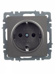 Розетка 1-м СП BRITE РС14-1-0-БрС 16А с заземл. защ. шторки сталь IEK BR-R14-16-K46 BR-R14-16-K46