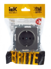 Розетка 1-м СП BRITE РС14-1-0-БрС 16А с заземл. защ. шторки сталь IEK BR-R14-16-K46 BR-R14-16-K46