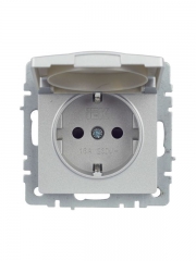 Розетка BRITE РСбш10-3-44-БрА 16А IP44 с заземл. защ. шторки с крышкой алюм. IEK BR-R16-16-44-K47 BR-R16-16-44-K47