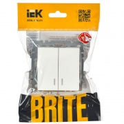 Выключатель 2-кл. СП BRITE ВС10-2-1-БрБ 10А с инд. бел. IEK BR-V20-1-10-K01 BR-V20-1-10-K01