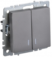 Выключатель 2-кл. СП BRITE ВС10-2-1-БрС 10А с инд. сталь IEK BR-V20-1-10-K46 BR-V20-1-10-K46