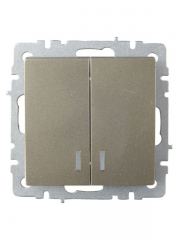 Выключатель 2-кл. СП BRITE ВС10-2-1-БрШ 10А с инд. шампань IEK BR-V20-1-10-K37 BR-V20-1-10-K37