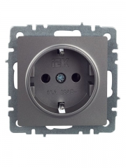Розетка 1-м СП BRITE РС11-1-0-БрС 16А с заземл. без защ. шторки сталь IEK BR-R11-16-K46 BR-R11-16-K46