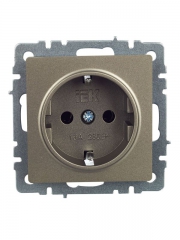 Розетка BRITE РС11-1-0-БрШ 16А с заземл. без защ. шторки шампань IEK BR-R11-16-K37 BR-R11-16-K37