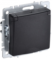 Розетка BRITE РСбш10-3-БрЧ 16А IP20 с заземл. защ. шторки с крышкой черн. IEK BR-R16-16-K02 BR-R16-16-K02
