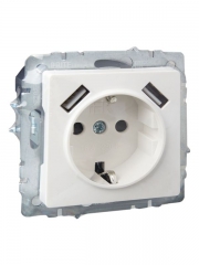 Розетка BRITE РЮш10-2-БрБ 16А с USB A+A 3.1А с заземл. защ. шторки бел. IEK BR-R14-16-U21-D31-K01 BR-R14-16-U21-D31-K01