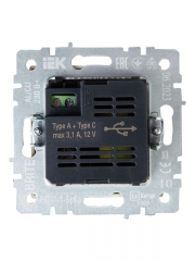 Розетка BRITE USB A+C 18Вт РЮ11-1-БрКр беж. IEK BR-U22-018-K10 BR-U22-018-K10